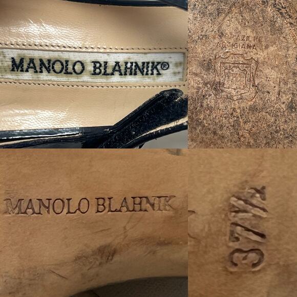 Manolo Blahnik Black Patent Leather Mary Jane Pumps Womens sz US 7.5, IT 37.5 - Picture 14 of 16